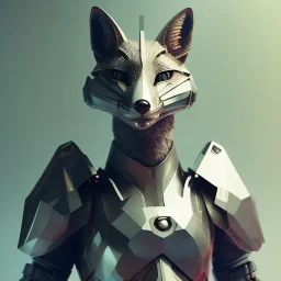 Armor wearing Fox, character design,ultra realistic,shiny, smooth, studio quality, octane render, Surrealism, Triadic colour scheme,ambient lighting polaroid, 100mm