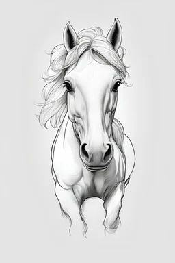 outline art. cute horse, white background