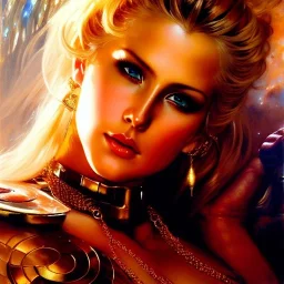 Drawing of beautiful face,'beautiful,Busty blonde Cammy',intense stare, ancient skintight armor, balanciaga fashion clothe painting by gaston bussiere, greg rutkowski, yoji shinkawa, yoshitaka amano, tsutomu nihei, donato giancola, tim hildebrandt, Oil on canvas, cinematic composition, extreme detail,fit full head inside picture,16k