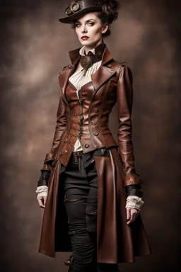 steampunk, women's leather clothing with pleats