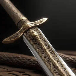 Illustrate a medival sword with an engraved antler