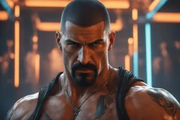 boyka in 8k anime cgi artstyle, mortal kombat them, neon effect, close picture, full body, apocalypse, intricate details, highly detailed, high details, detailed portrait, masterpiece,ultra detailed, ultra quality