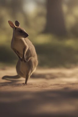 wallaby training spear throwing, bokeh like f/0.8, tilt-shift lens 8k, high detail, smooth render, down-light, unreal engine, prize winning