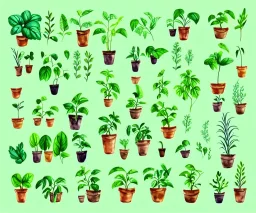 Vector plants and herb set illustration. Watercolor ฉากหลังสีขาว