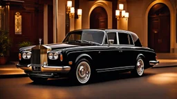 A sleekly designed (((Super Customized Hotrod Rolls Royce Silver Shadow))), adorned with intricate modern modifications and luxurious details that evoke a timeless elegance blended with contemporary flair