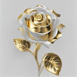 One rose made of golden pattern, white background