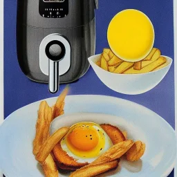 Airfryer and fried egg by dali