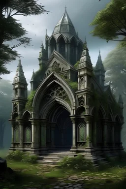 a temple in a southern gothic, antebellum, middle earth fantasy world