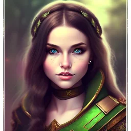 Halfling, woman, adventurer, green eyes, magic, Lilith, smooth, lyre, bard