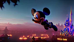 a spider mickey mouse hybrid, photorealism, movie screen capture, horror, sci-fi, retrofuturism,