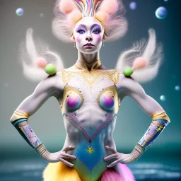 PHOTOREALISTIC PORTRAIT OF A GIRL of Cirque dU soleil, WALKING ON THE SHORE AT THE MOONLIGHT, AND EMBRACING PINK YELLOW PEONIES, VIVID colors: torquoise, pale salmon, persimmon, grey-green , pale lemon yellow, greenish gold, metallic bronze. ULTRA detailed; CORRECT anatomy, FACE and eyes, HIGH RESOLUTION AND DETAILS, HIGH DEFINITION, STYLE BY RAFFAELLO, MICHELANGELO, KAROL BAK, ANDY WARHOL, Anna Dittmann