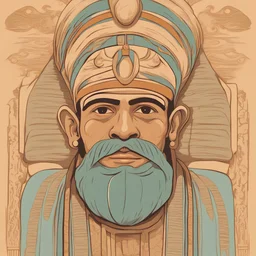 one figure representing man in Upper Egypt wearing robes and mustaches in pastel vector and cartoon images , font of face