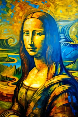 Interpretation of The Mona Lisa by Van Gogh; Post-Impressionism