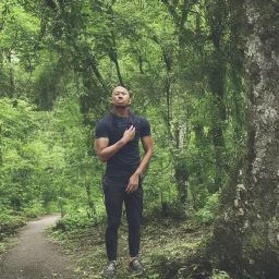 man reflexing in nature