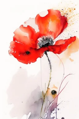 abstract watercolour poppy in the style of jean haines