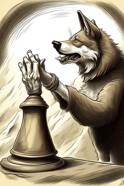 Digital drawing of a wolf hand ringing the bell, I want the wold point of view, so I want to see just his hand ringing the bell