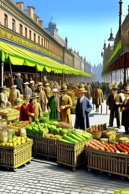 1890s new york city market people socialicing in the sun digital art