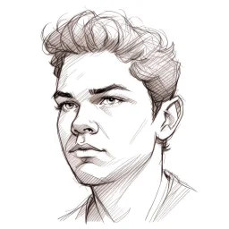 Sketch drawing of a young man's face