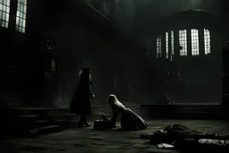 Still frame from the live-action "Hellsing" movie based on the anime of the same name. The scene is of a young Allegra escaping her uncle in the dungeon below the manor.