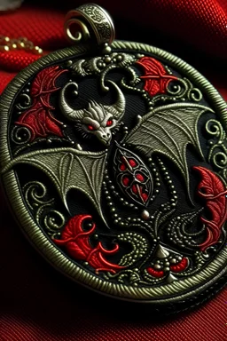 vampire, bat, baldur gate, bloody, dark, embroidery, jewelery, monstruosity,