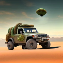 air drop, centered,scenery in desert, 6 wheeler, green sky, worms, rocks