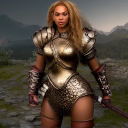 Beyonce dwarf in armor character very detailed cinematic fantasy unreal engine photo realistic