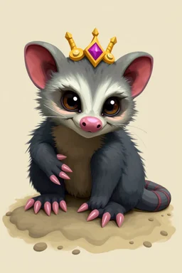 hi poly Mud luxury smiling psychic Opossum fur dragon x-pose just the character and simple background