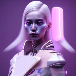 Cyber teenager, fluoride makeup, blonde, geisha style hair, white skin, pattern dress, velvet, vibrant color, cyberpunk style, highly detailed, art stations, concept art, smooth, unreal engine 5, god rays, ray tracing, RTX, lumen lighting, ultra detail, volumetric lighting, 3d, finely drawn, high definition, high resolution, gradient background