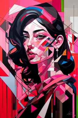 Futurism cubist painting, Black pink, jisoo, rosey, Jenny,lisa,portrait face of fashion designer Paul Smith.