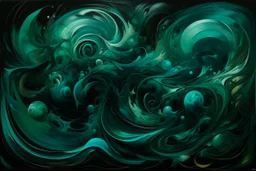 A blackish teal chaotic dimension with swirls painted by Michelangelo di Lodovico Buonarroti Simoni