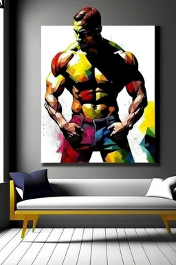 man wall art bodybuilder body profile