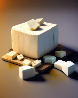 fresh tofu. Realistic photo. HD. Glowing. 3d style