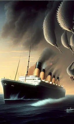 scene from titanic but with lots of chickens