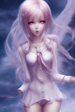 Anime girl close and personal but beautiful.