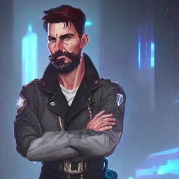 Tom Cruise Christmas cyberpunk military beard art