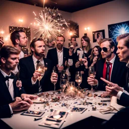 A group of conspiracy theorists hold a New Year's Eve party.