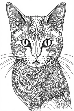 coloring image of cat white background