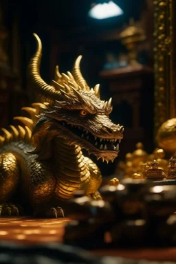 the beast who prefers quantity over quality, dragon hoarding gold and bitcoin in cave palace, zeiss prime lens, bokeh like f/0.8, tilt-shift lens 8k, high detail, smooth render, down-light, unreal engine, prize winning