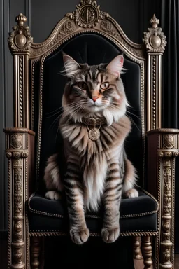 photo of a cat sitting on throne