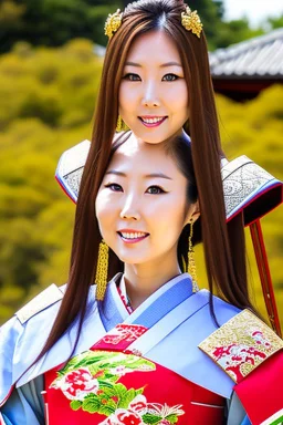Photorealistic Yui Hatano dressed as a samurai
