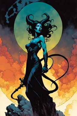 create a ethereal, otherworldly seductive ancient female succubus , in the comic book art style of Mike Mignola, Bill Sienkiewicz, and Jean Giraud Moebius, with highly detailed and sharply defined feminine facial features , finely penciled and inked , dramatic natural lighting