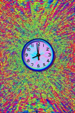 time is an illusion of movement; surrealistic optical art; vivid palette