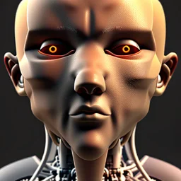 Close-up face of a humanoid robot