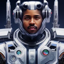 cosmos masterpiece, humanoid cyborg robot, sango fantasy, fantasy magic, sharp focus, illustration, highly detailed, digital painting, concept art, matte, artgerm and paul lewin and kehinde wiley, full figure, fit in board, cyber punk, pretty accurate hands face fingers, natural aye, fit within portrait