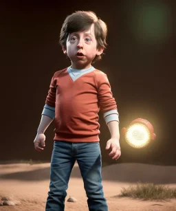 Howard wolowitz toddler, full body, dramatic lighting, angry, hyper realistic,