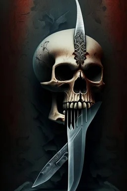 A picture of knife in the Skull