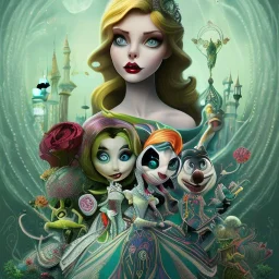 extrem tim burton style and disney style of the evil stepsisters, sharp focus, beautiful eyes