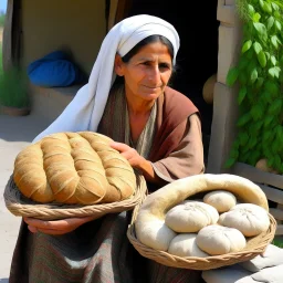 A rural mother sells homemade bread