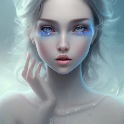 portrait girl look beautiful like shy, hyper details, 8k, realistis, rekfleksi, rtx, eye looks ocean blue, sort hair, glow, very cool expresion