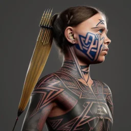  Greta Thunberg Chef Maori iron maiden tatouages tribaux maoris, arc à flèches, full détail, 4k,